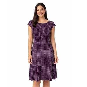 Black Label Evan Picone Purple Polka Dot Shift Dress Size 8